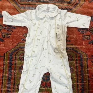 Janie and Jack Cream Baby Footie with Pattern